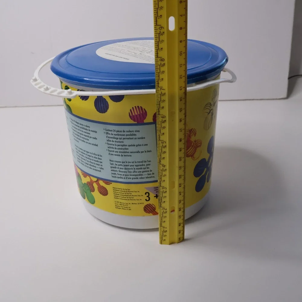 VTG‎ Discovery Toys Bright Builders 24 Pc Construction Star Flower Blocks Bucket
